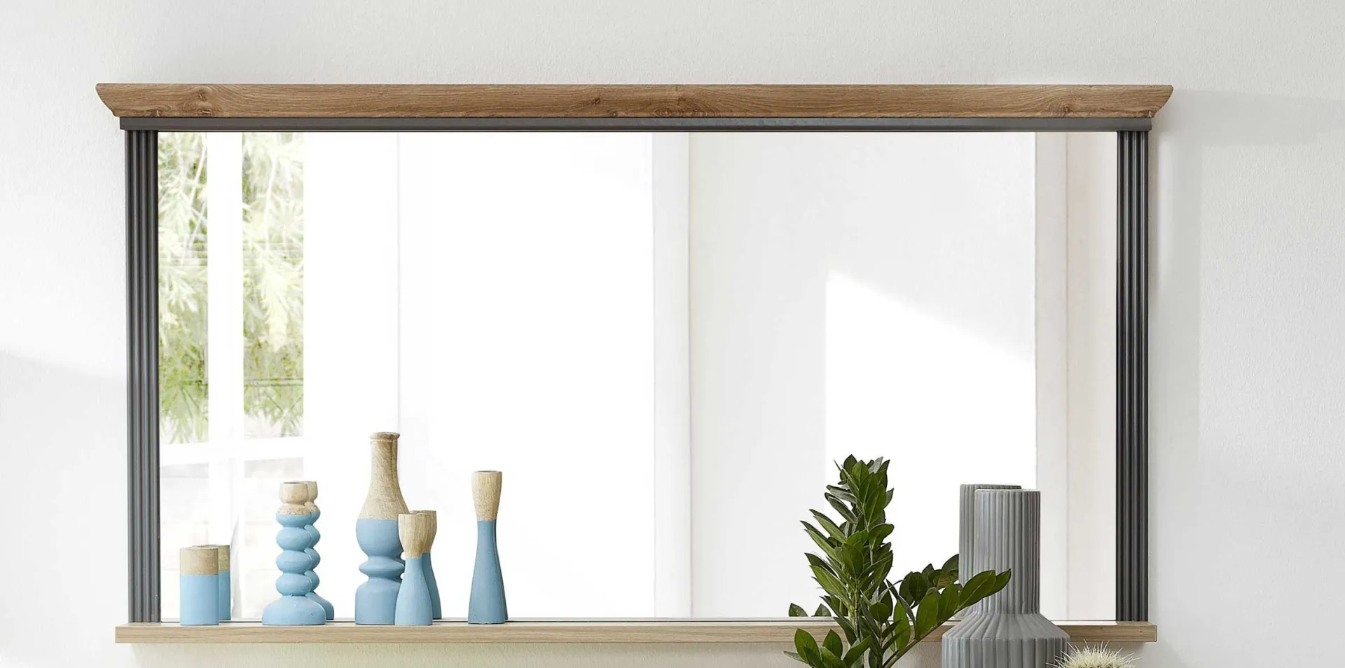 Emob Spiegel Samine 142x74cm mit Ablage - Graphit/Eiche