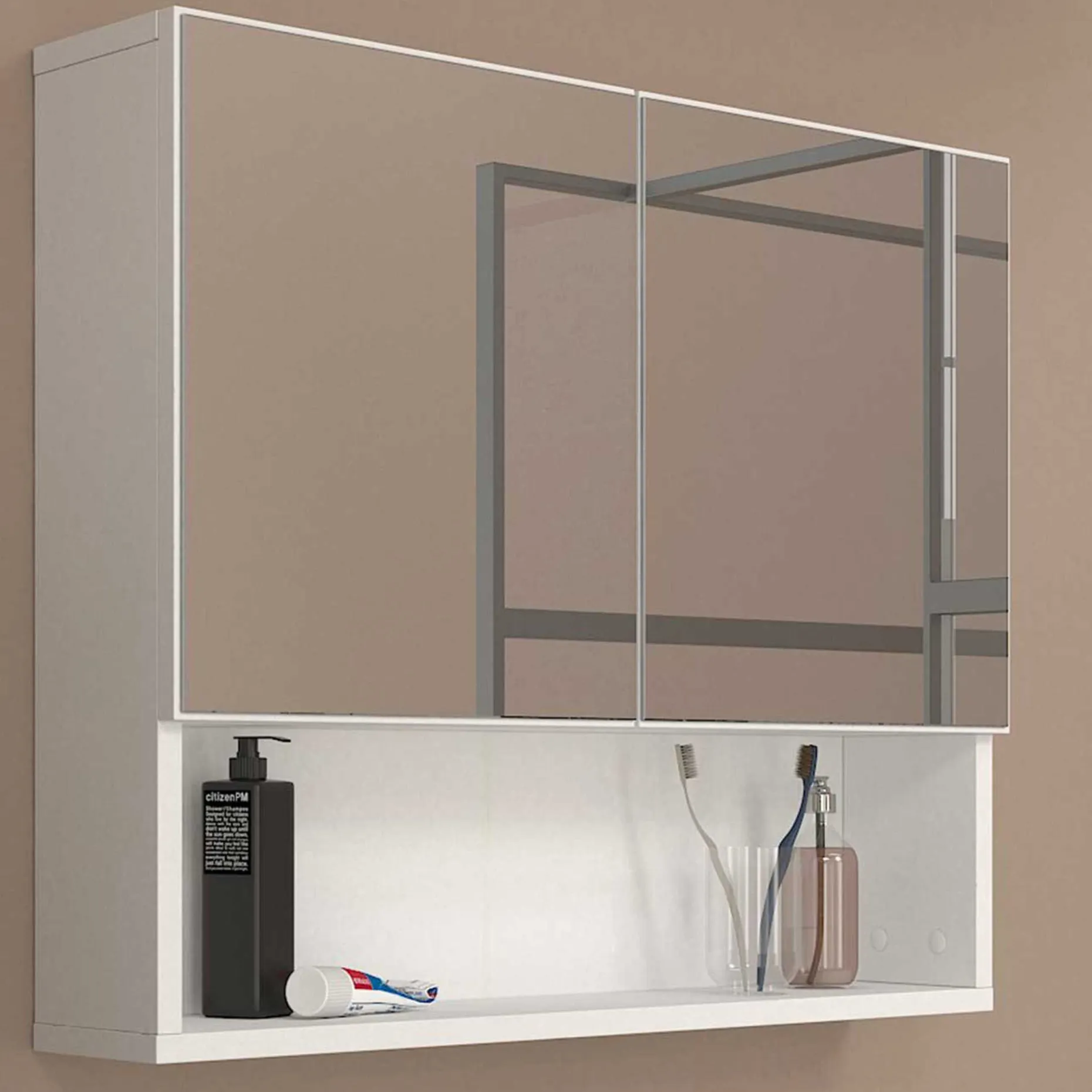 Spiegelschrank Aureliano - 75x17x65cm - 2 Türen - weiß