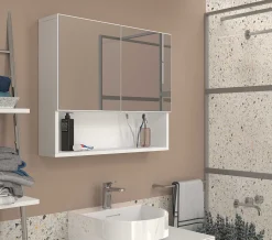 Spiegelschrank Aureliano - 75x17x65cm - 2 Türen - weiß