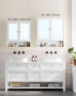 Spiegelschrank Barkley | 56,5 x 13 x 58,5 cm | Weiß