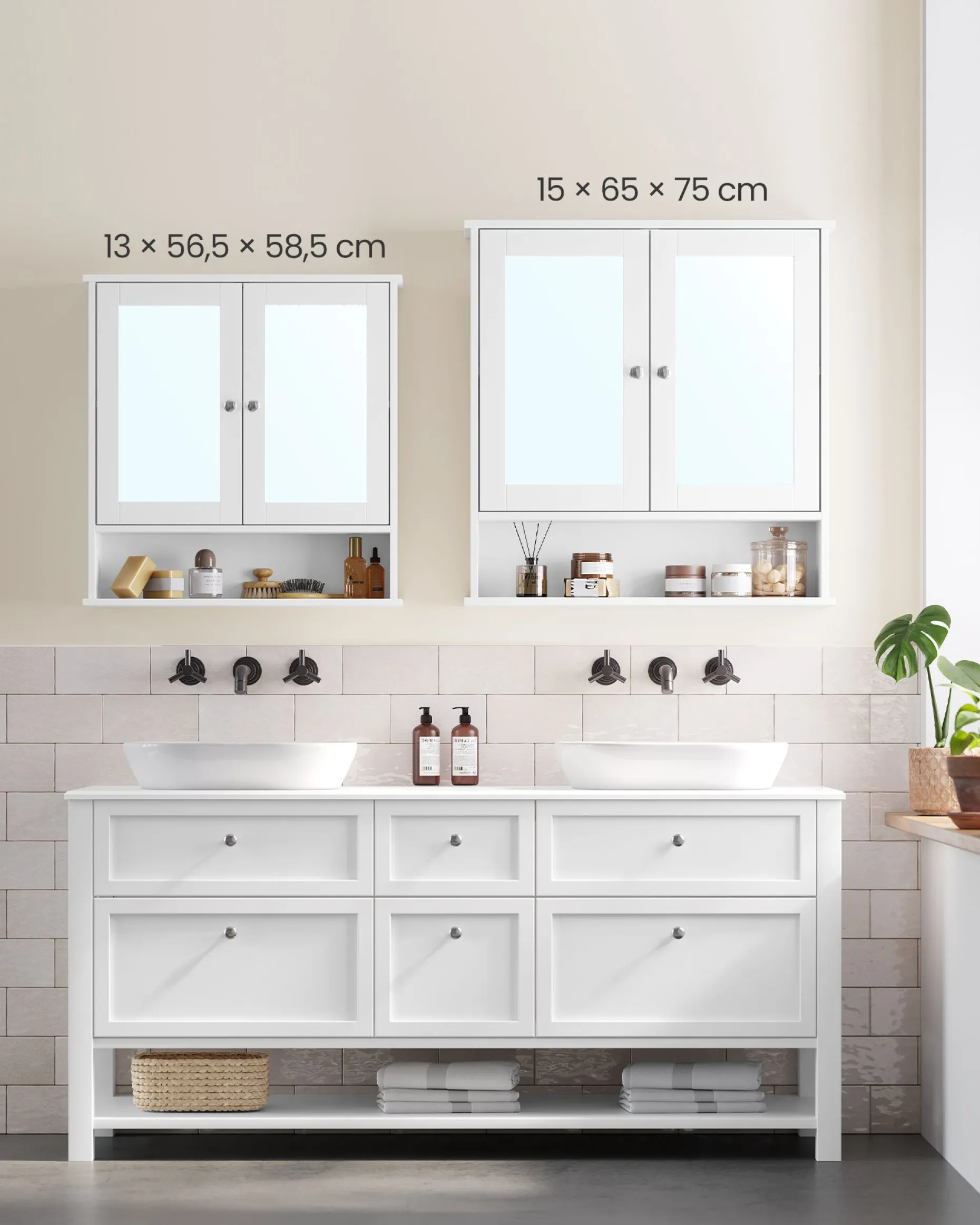 Spiegelschrank Barkley | 56,5 x 13 x 58,5 cm | Weiß