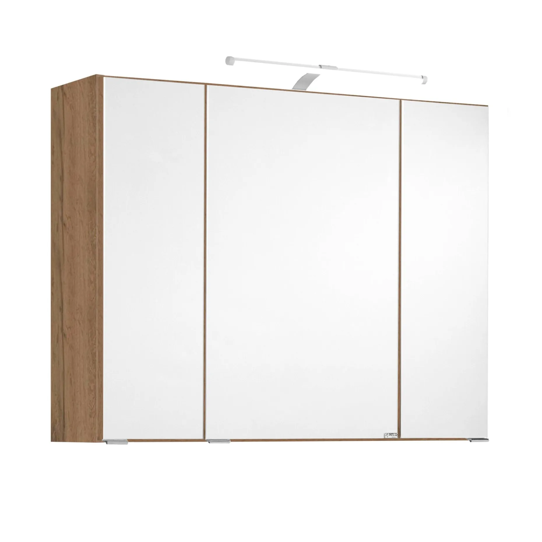 Spiegelschrank Bobbi 80cm Modell 2 3 Türen und led Licht - Eiche