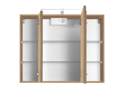 Spiegelschrank Bobbi 80cm Modell 2 3 Türen und led Licht - Eiche