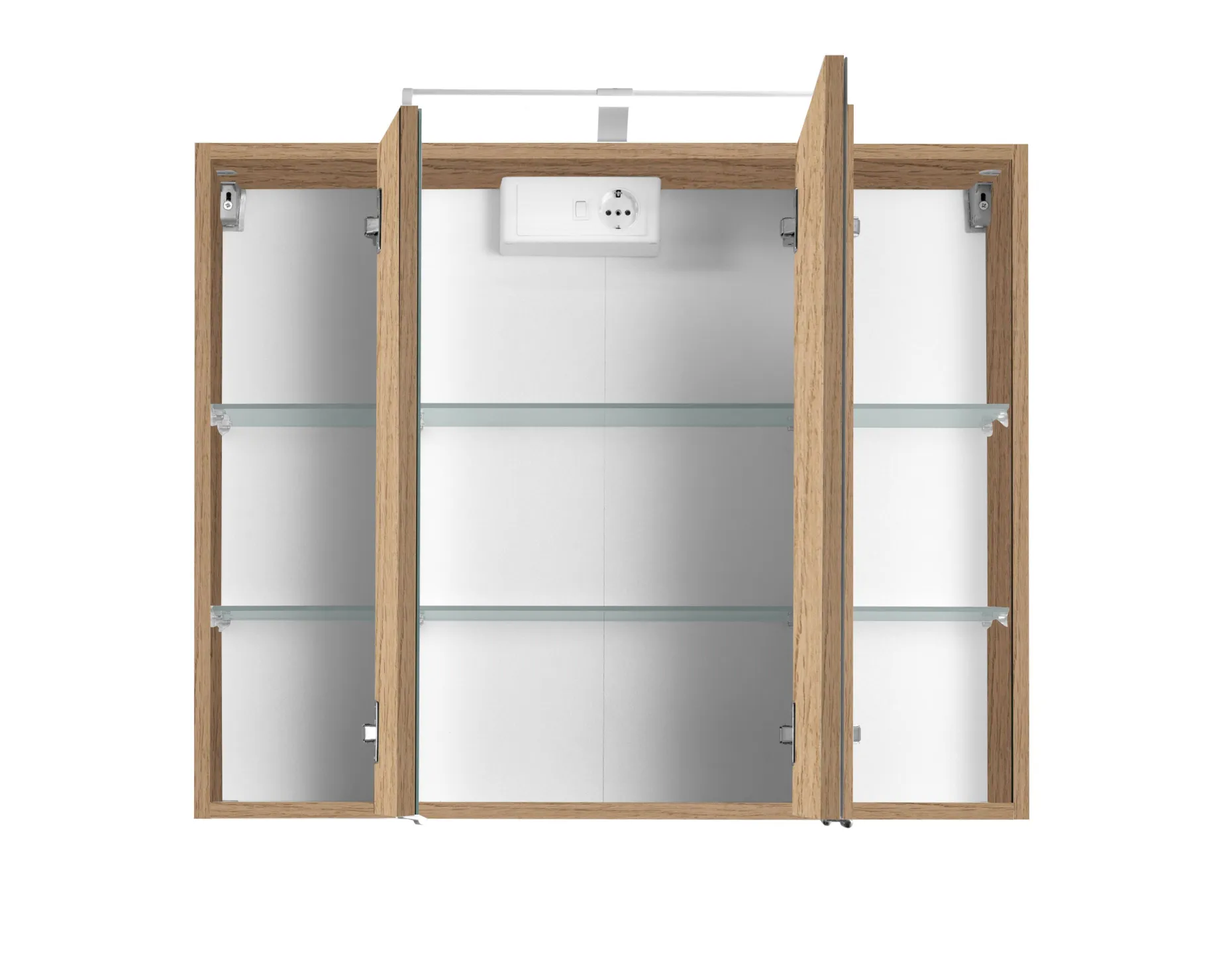 Spiegelschrank Bobbi 80cm Modell 2 3 Türen und led Licht - Eiche