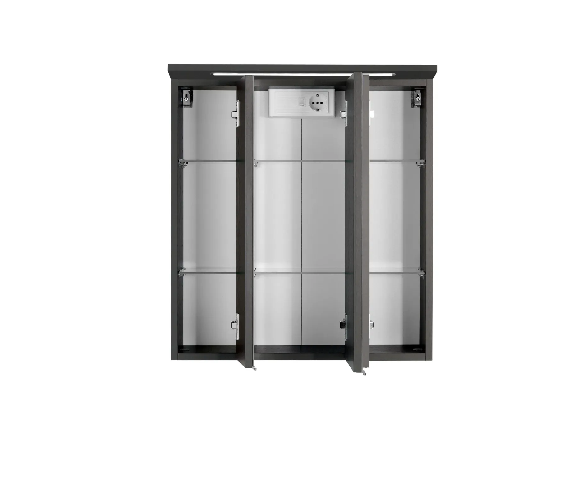 Spiegelschrank Bobbi 60cm Modell 1 3 Türen und LED-Beleuchtung - graphit