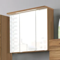 Spiegelschrank Bobbi 60cm Modell 1 3 Türen und LED-Beleuchtung - Eiche