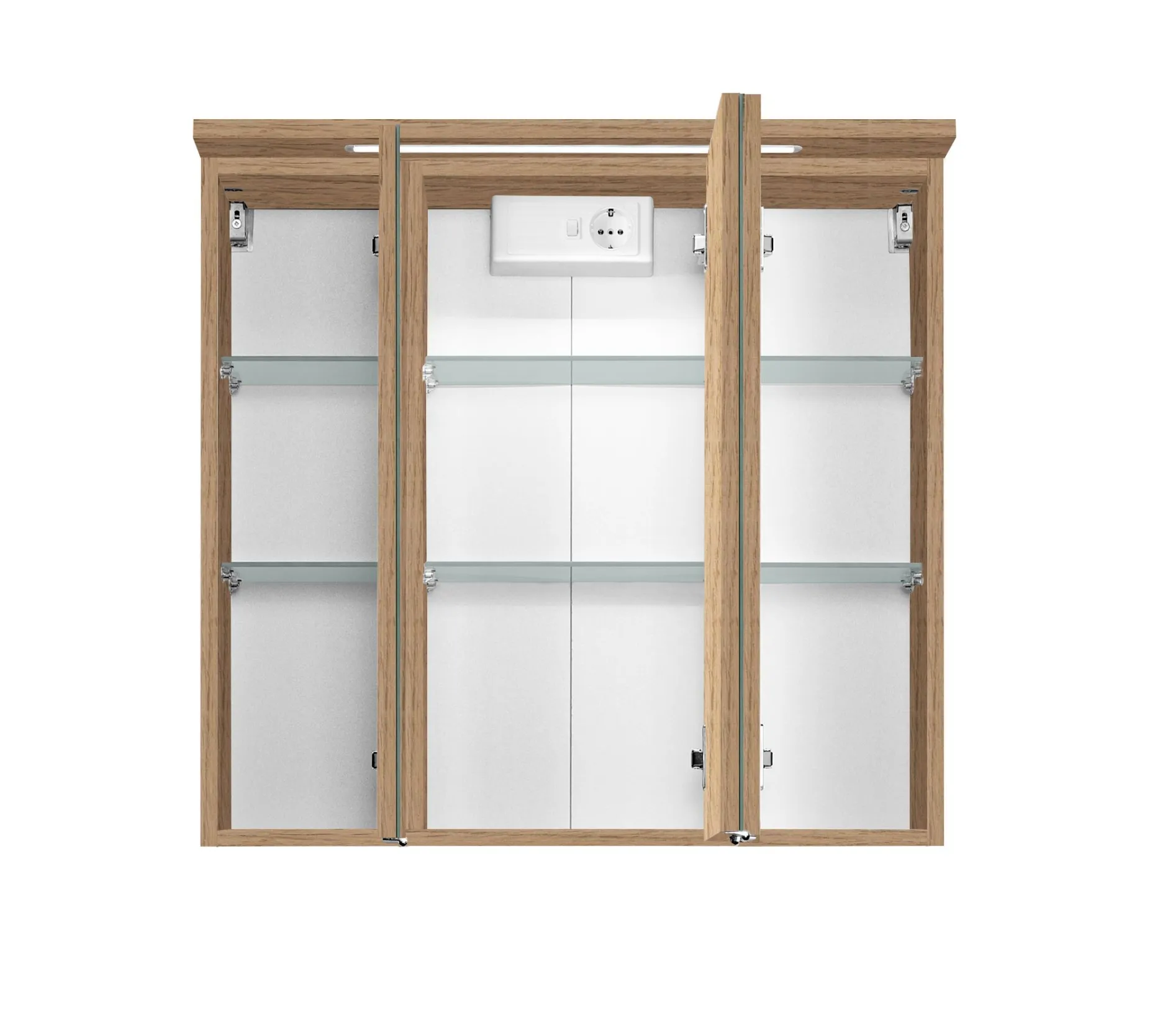 Spiegelschrank Bobbi 70cm Modell 1 3 Türen und led Licht - Eiche
