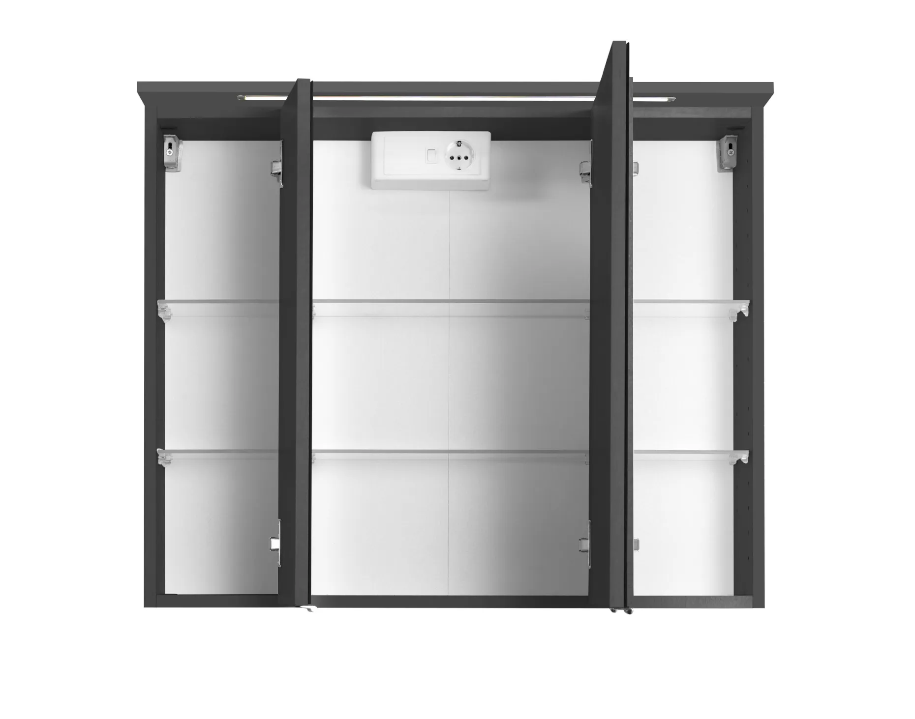 Spiegelschrank Bobbi 80cm Modell 1 3 Türen und LED-Beleuchtung - graphit