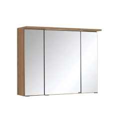 Spiegelschrank Bobbi 80cm Modell 1 3 Türen und led Licht - Eiche