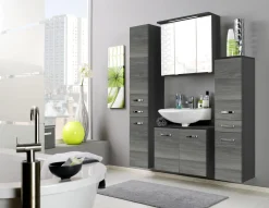 Spiegelschrank Bobbi 70cm modell 1 3 türen und led beleuchtung - graphit