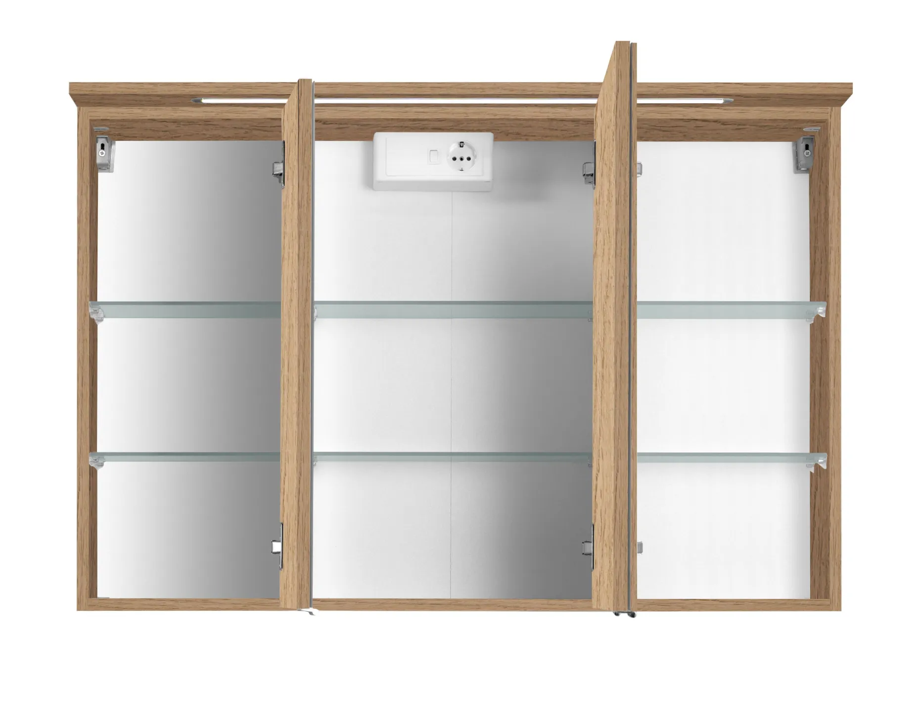 Spiegelschrank Bobbi 100cm Modell 1 3 Türen und led Licht - Eiche