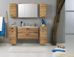 Spiegelschrank Bobbi 100cm Modell 1 3 Türen und led Licht - Eiche