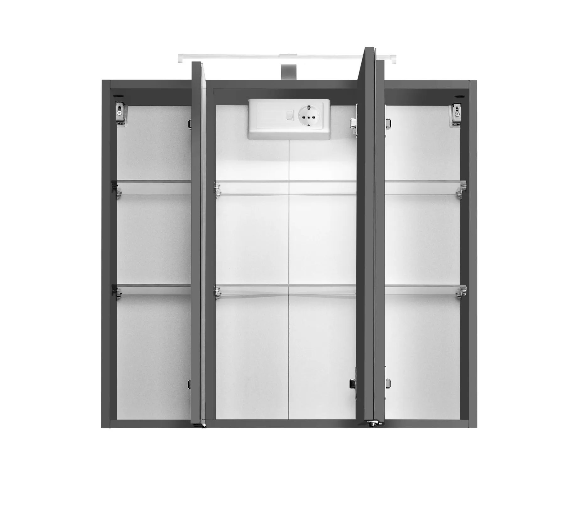 Spiegelschrank Bobbi 80cm Modell 2 3 Türen und led Beleuchtung - graphit
