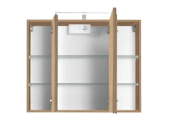 Spiegelschrank Bobbi 90cm Modell 2 3 Türen und led Beleuchtung - Eiche
