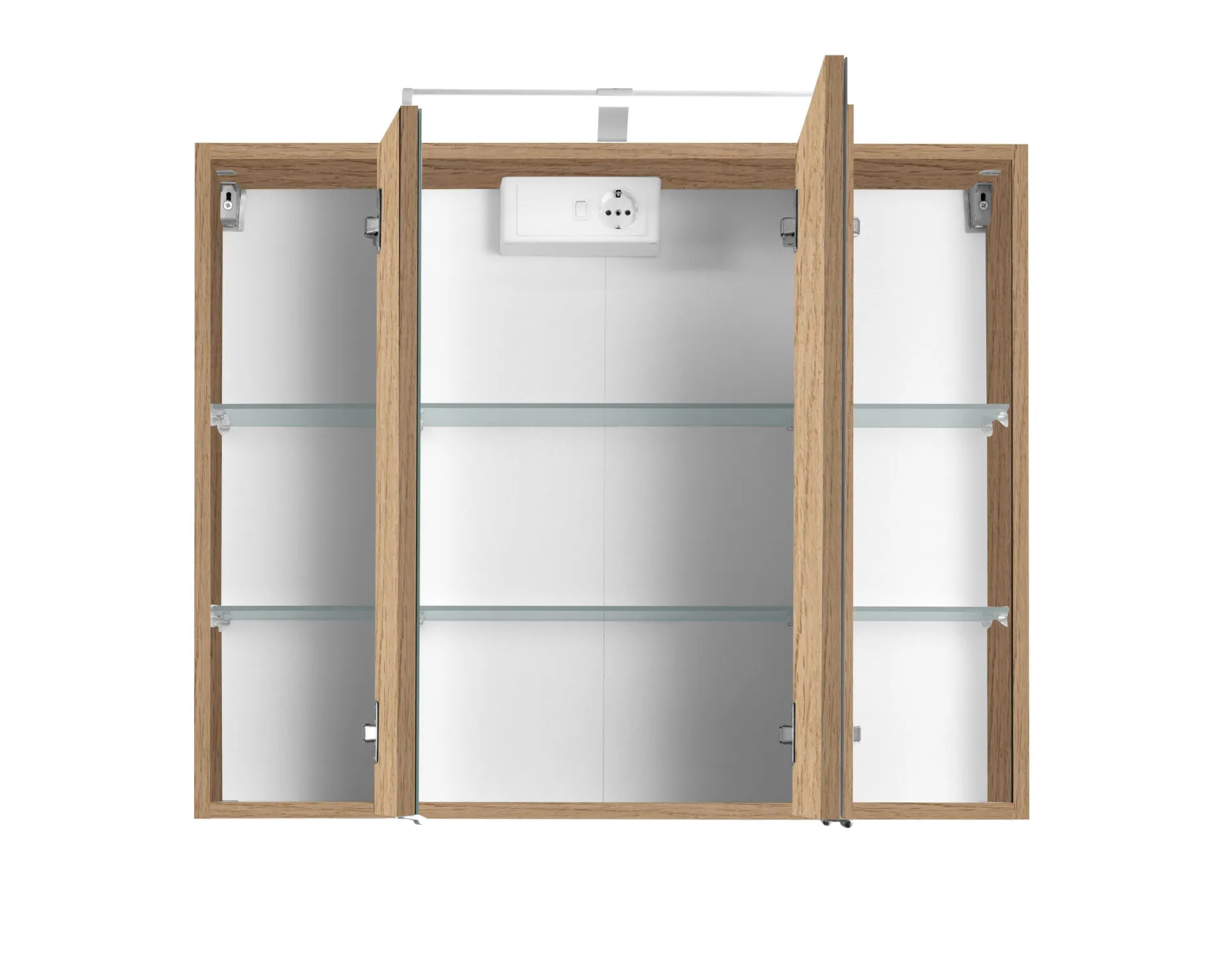Spiegelschrank Bobbi 90cm Modell 2 3 Türen und led Beleuchtung - Eiche