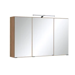 Spiegelschrank Bobbi 100cm Modell 2 3 Türen und led Beleuchtung - Eiche