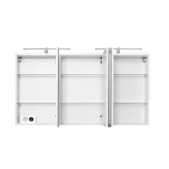 Spiegelschrank Bobbi 120cm Modell 2 3 Türen und led Beleuchtung - weiß