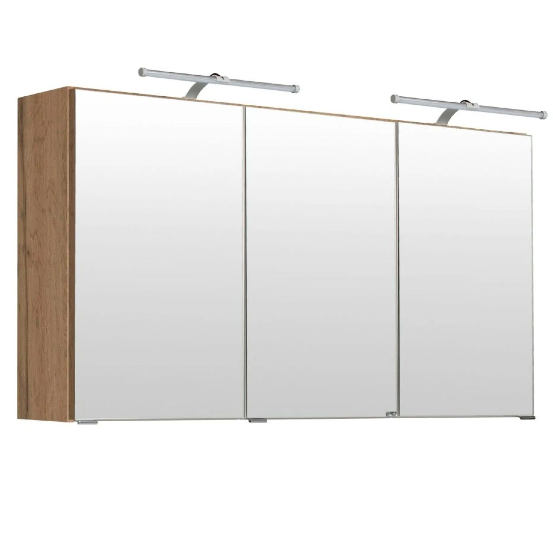 Spiegelschrank Bobbi 120cm Modell 2 3 Türen und led Beleuchtung - Eiche