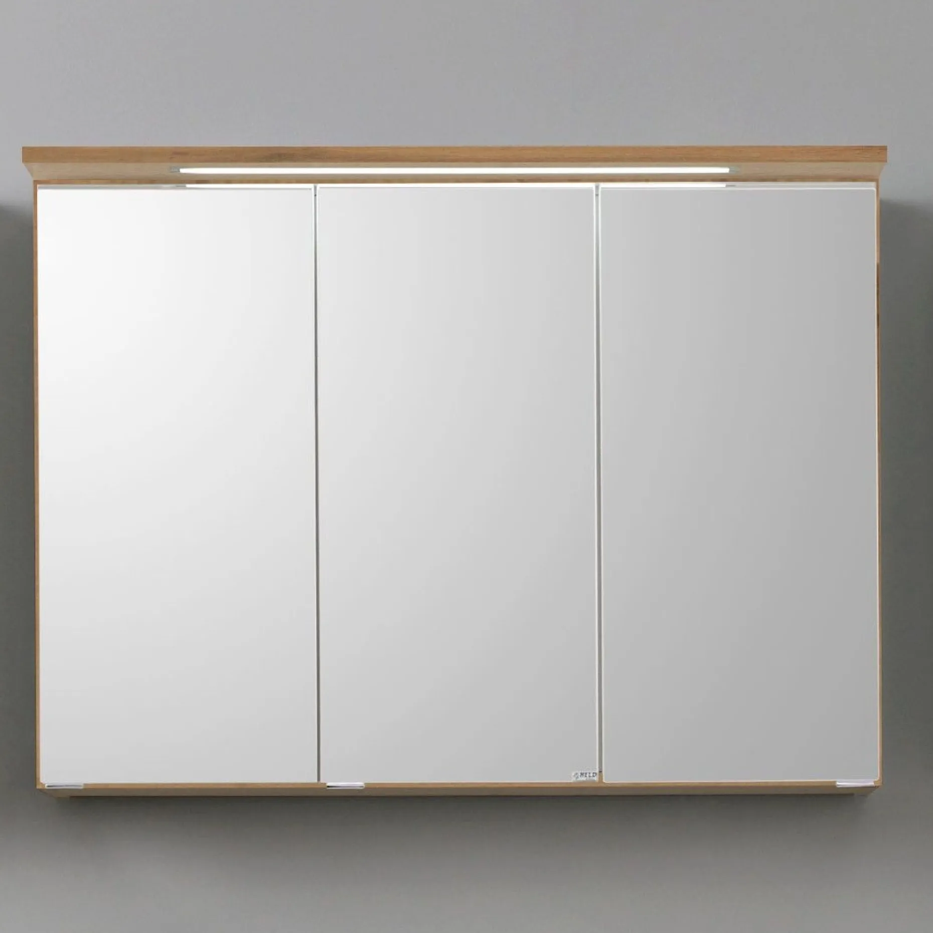 Spiegelschrank Bobbi 120cm Modell 1 3 Türen und LED-Beleuchtung - Eiche