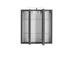 Spiegelschrank Bobbi 60cm Modell 2 3 Türen und led Beleuchtung - graphit