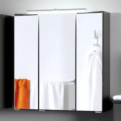 Spiegelschrank Bobbi 60cm Modell 2 3 Türen und led Beleuchtung - graphit