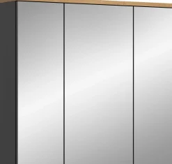 Spiegelschrank Canu Xonox - basaltgrau mit Holz-Detail - 80x73x21 cm