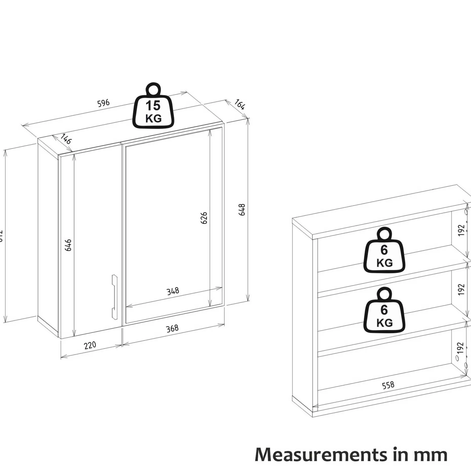 Spiegelschrank Ditto - 60x16x65cm - weiß