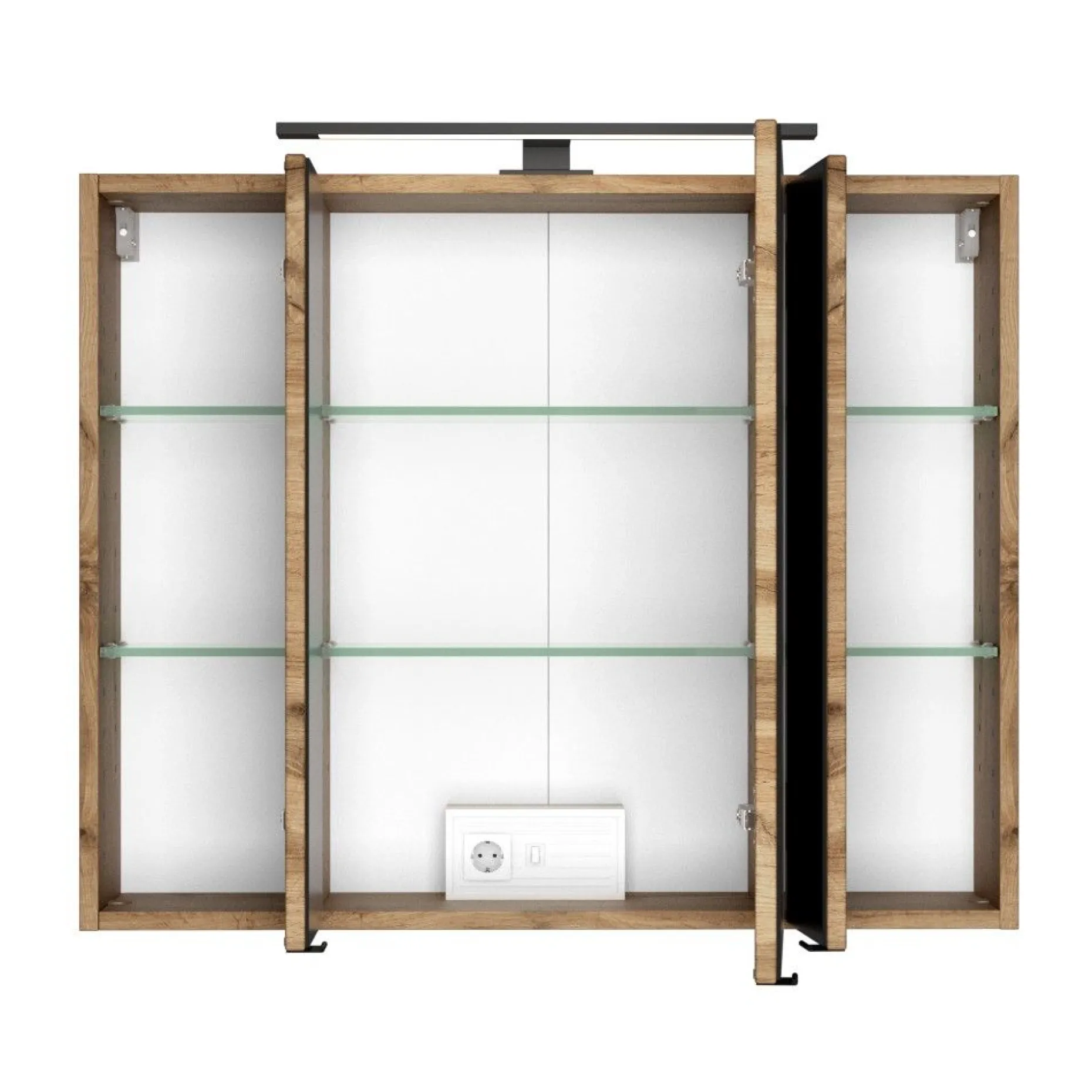 Spiegelschrank Dusan 80cm mit 3 Türen - Eiche wotan