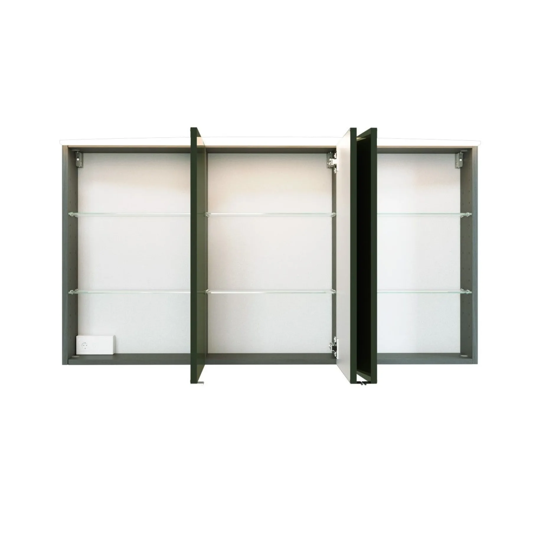 Spiegelschrank Florent gebogen 100cm mit 3 Türen und LED-Lichtleiste - graphit