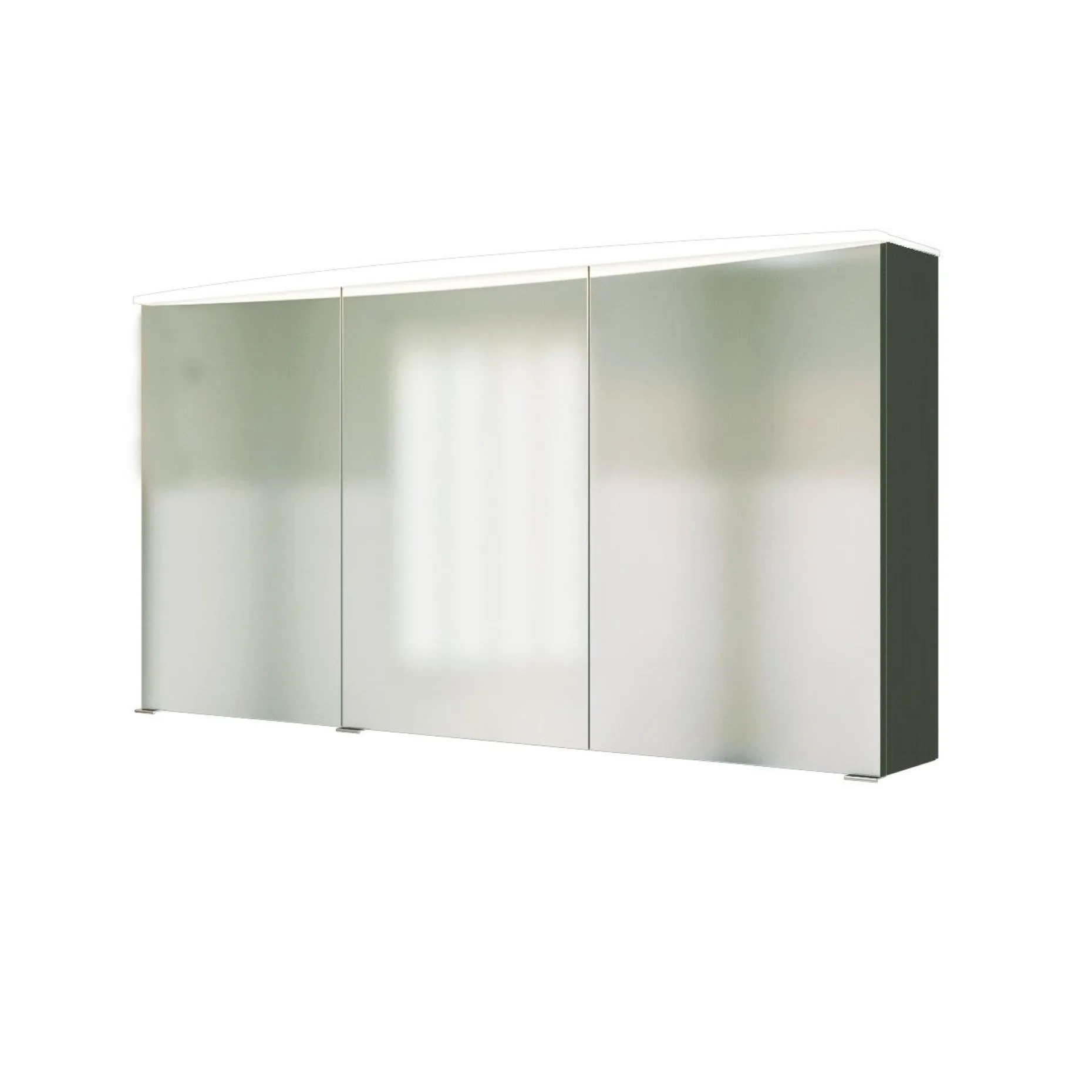 Spiegelschrank Florent gebogen 100cm mit 3 Türen und LED-Lichtleiste - graphit