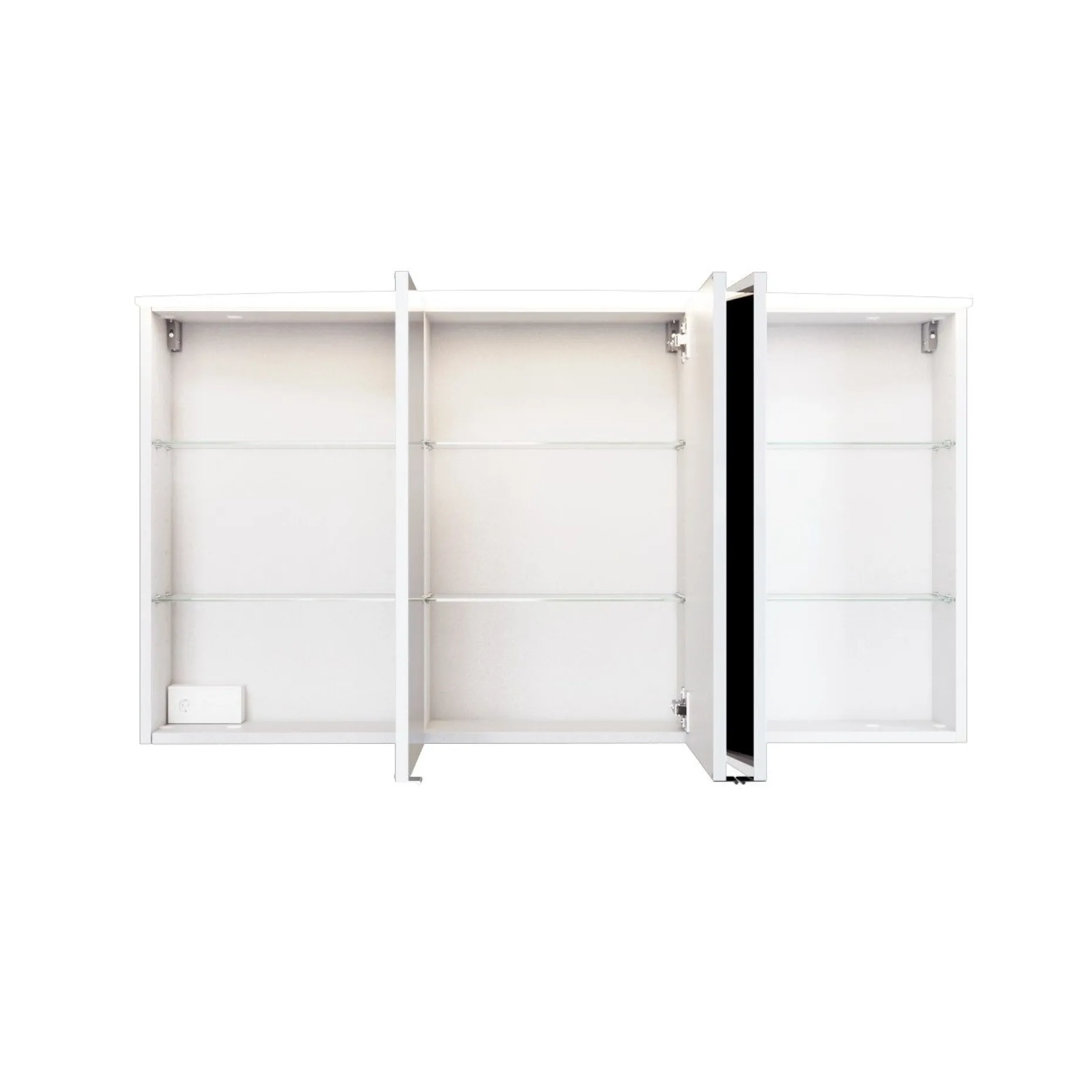 Spiegelschrank Florent gebogen 100cm mit 3 Türen und LED-Lichtleiste - weiß