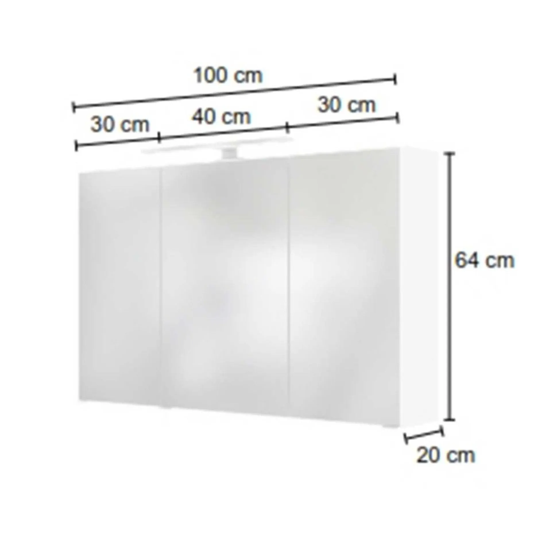 Spiegelschrank Hansen 100cm 3 Türen - weiß