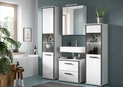 Spiegelschrank Ice Xonox mit LED-Beleuchtung - 60x55x46 cm - Weiß hochglänzend