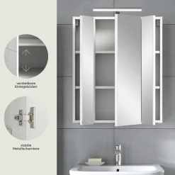 Spiegelschrank Ice Xonox mit LED-Beleuchtung - 60x55x46 cm - Weiß hochglänzend