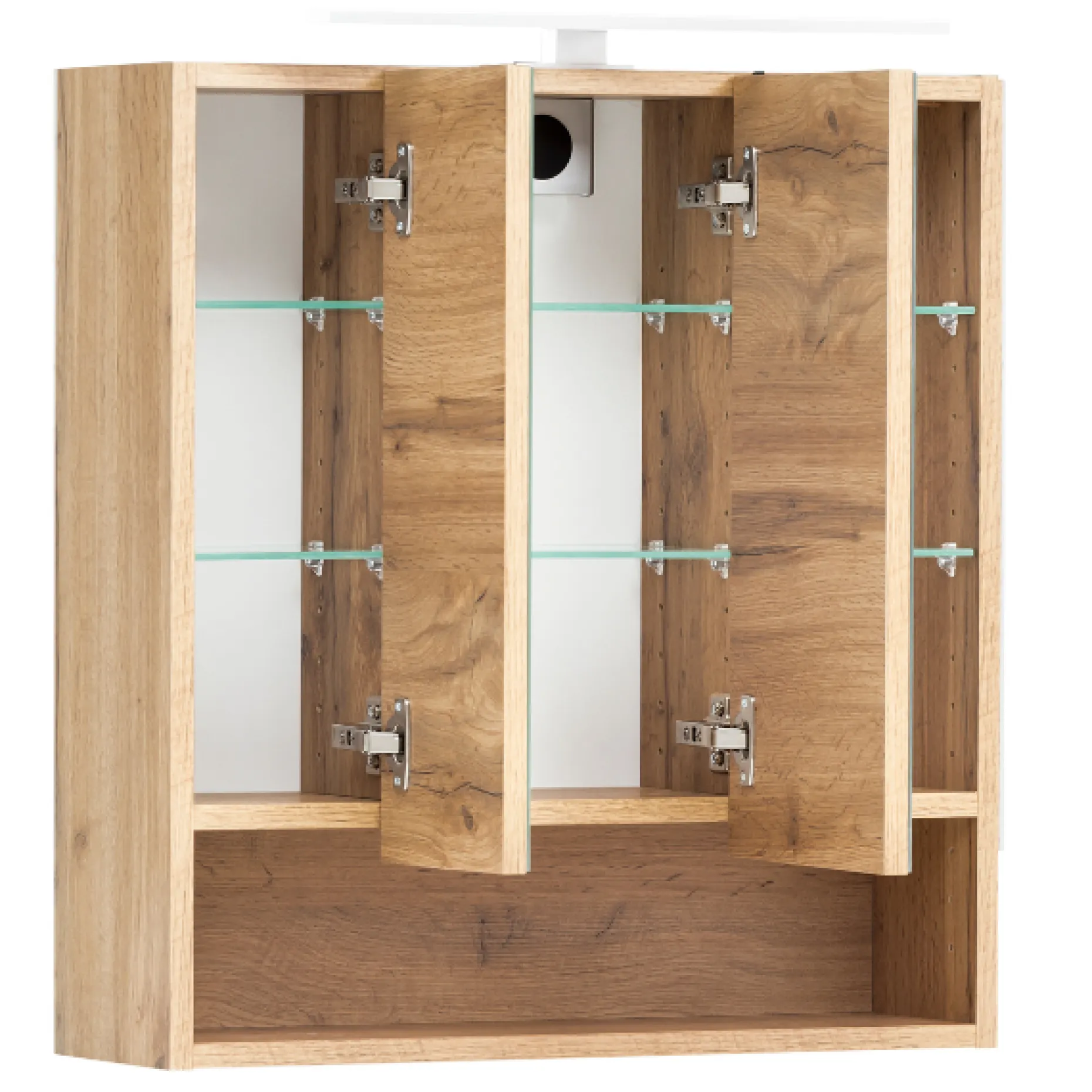 Spiegelschrank Karan 60cm 3 Türen mit Beleuchtung - Eiche
