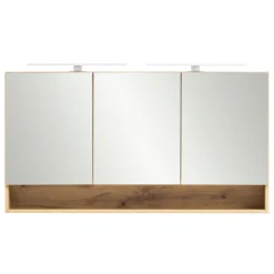 Spiegelschrank Karan 120cm 3 Türen mit Beleuchtung - Eiche