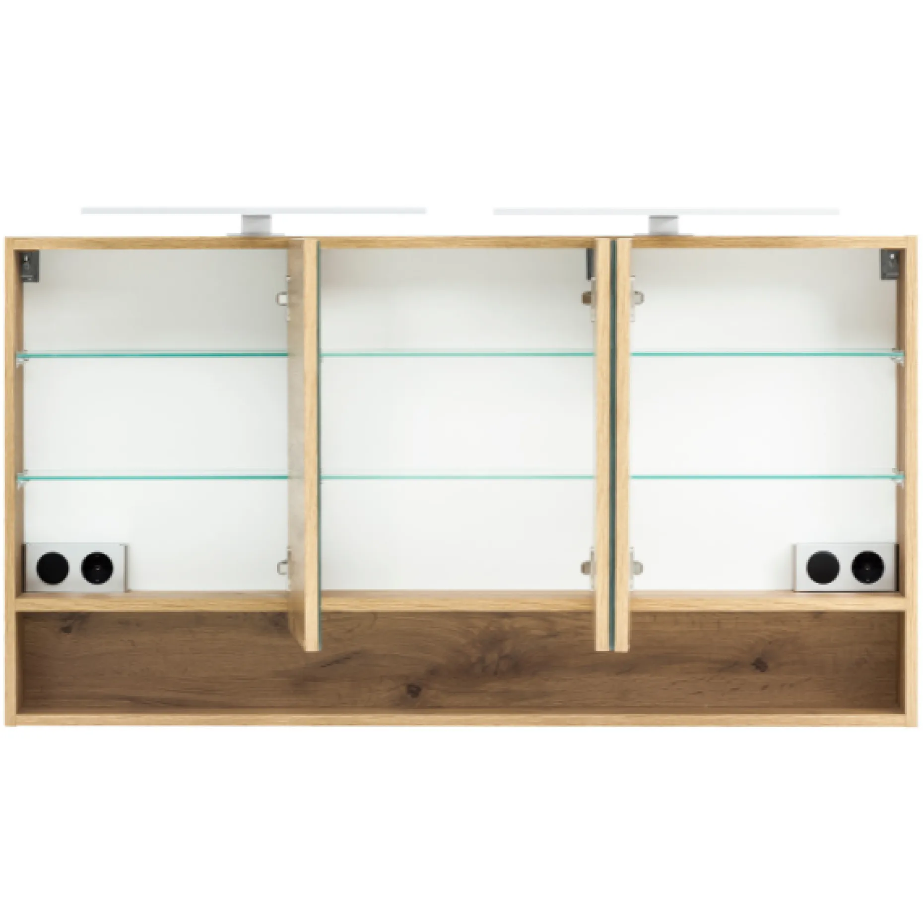 Spiegelschrank Karan 120cm 3 Türen mit Beleuchtung - Eiche