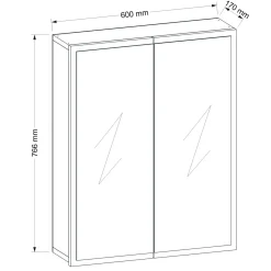 Spiegelschrank Kayla - 60x17x77cm - 2 Türen - weiß