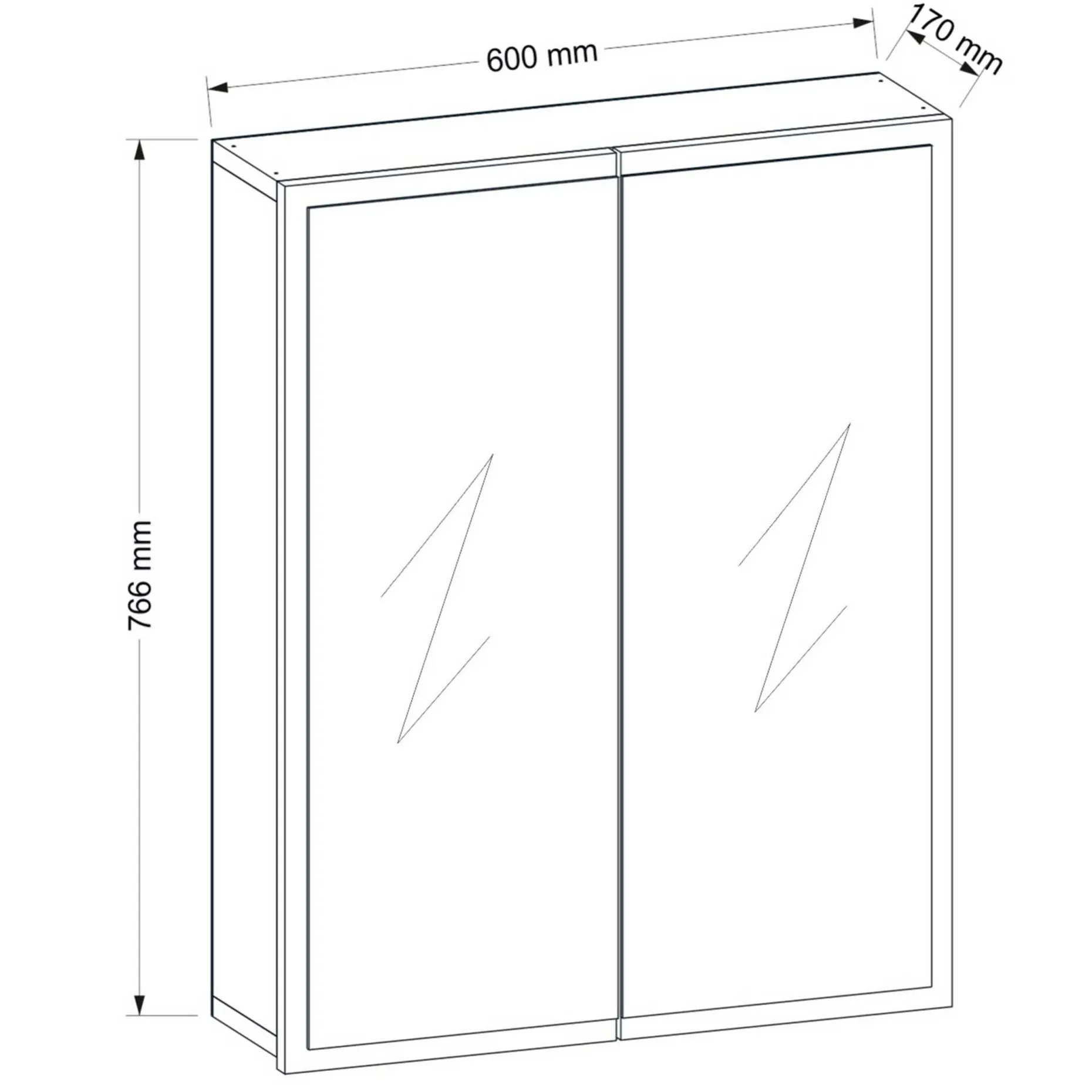 Spiegelschrank Kayla - 60x17x77cm - 2 Türen - weiß