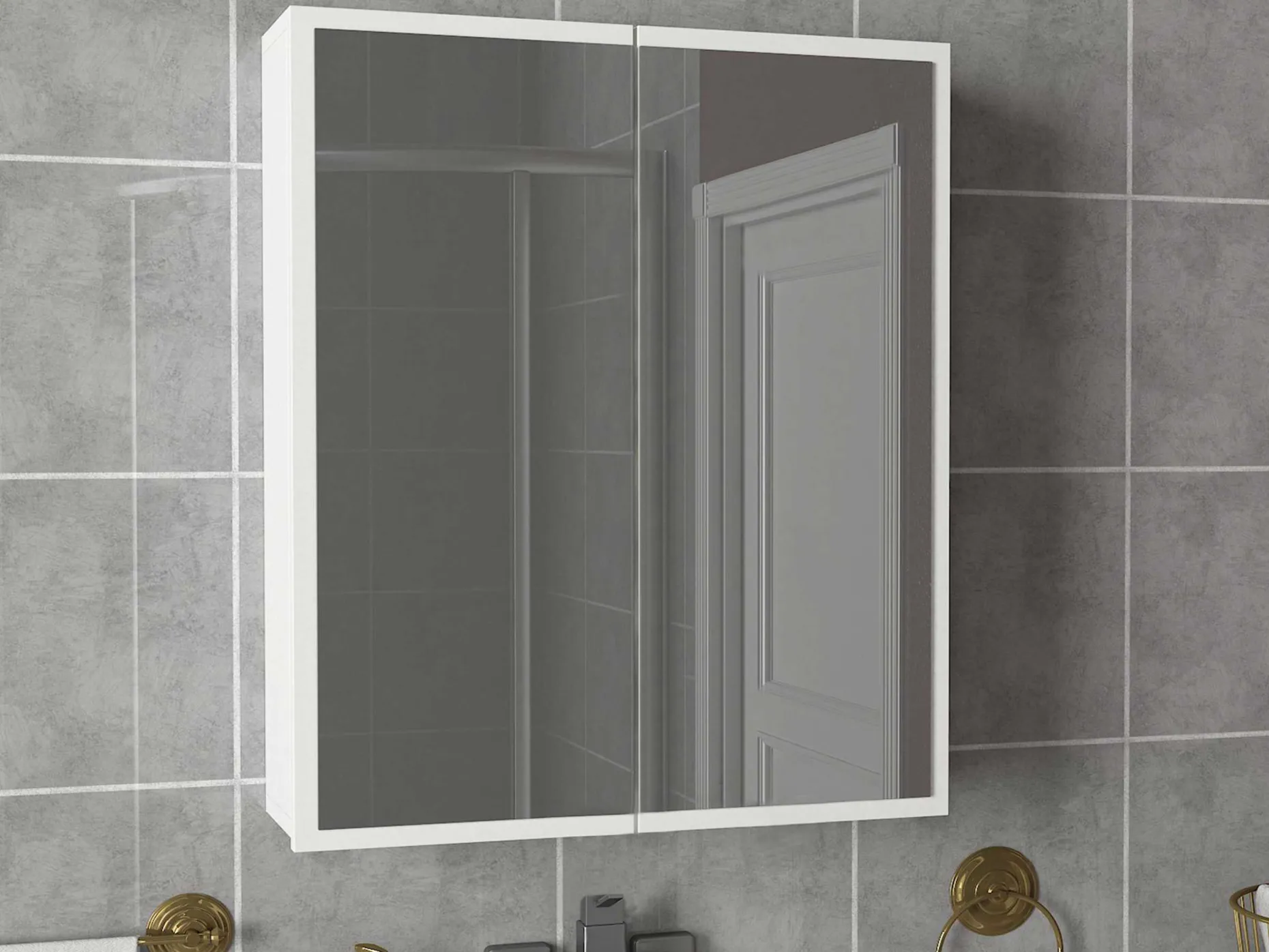 Spiegelschrank Kayla - 60x17x77cm - 2 Türen - weiß