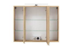 Spiegelschrank Kornel/Luna 80cm 3 Türen und LED-Beleuchtung - Eiche