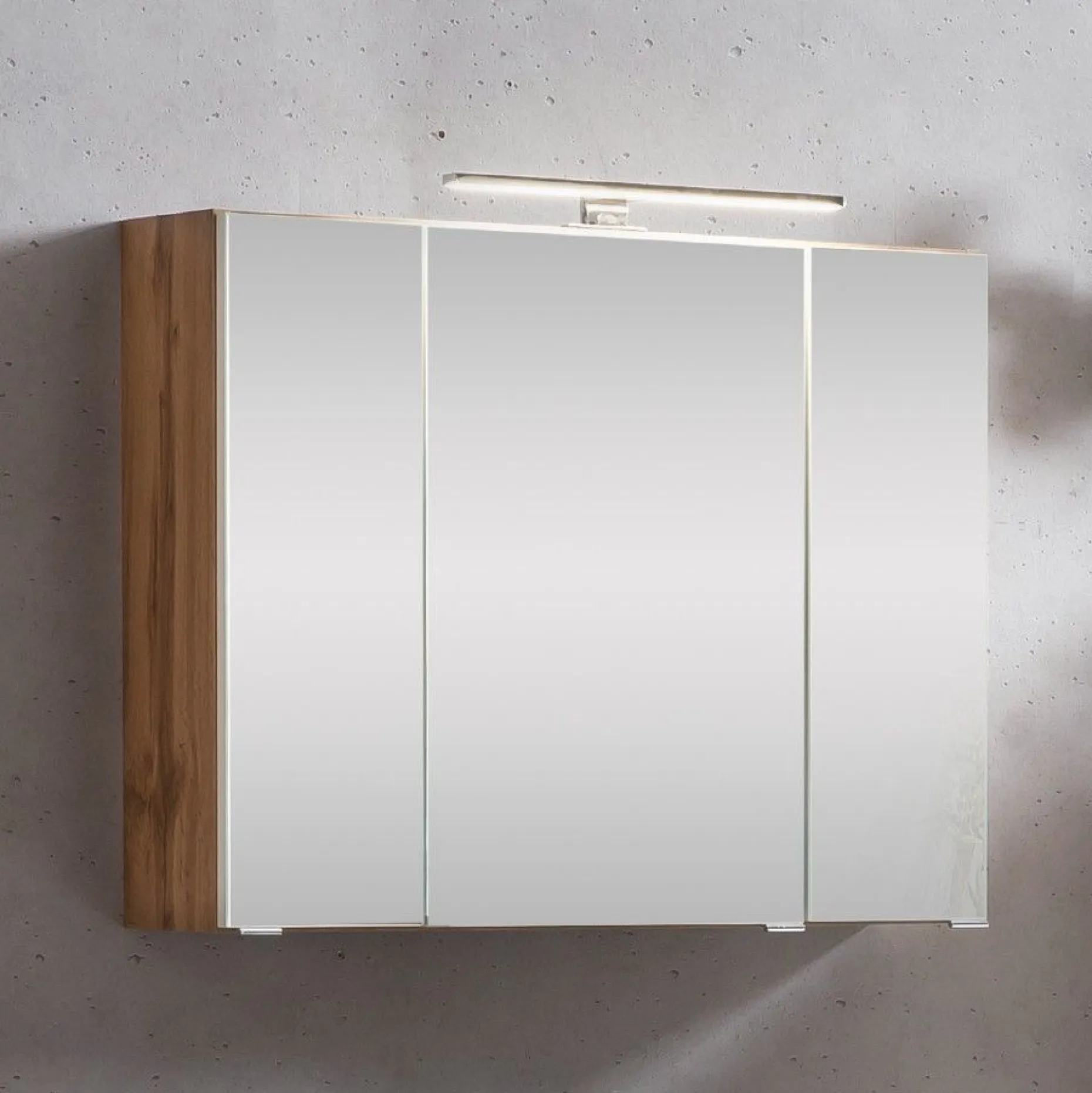 Spiegelschrank Kornel/Luna 80cm 3 Türen und LED-Beleuchtung - Eiche