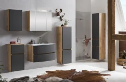 Spiegelschrank Kornel/Luna 80cm 3 Türen und LED-Beleuchtung - Eiche