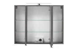 Spiegelschrank Kornel/Luna 80cm 3 Türen und LED-Beleuchtung - graphitgrau