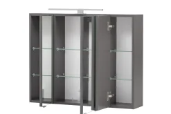 Spiegelschrank Kornel/Luna 80cm 3 Türen und LED-Beleuchtung - graphitgrau