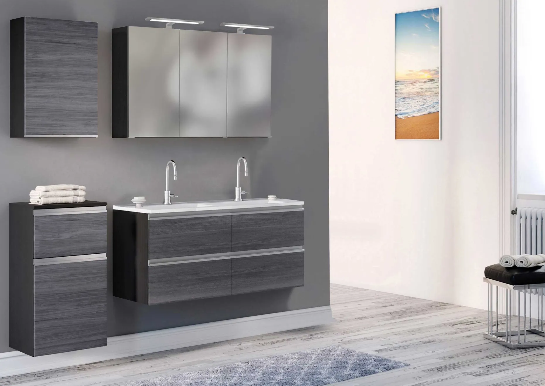 Spiegelschrank Lotuk 120cm 3 Türen - graphitgrau