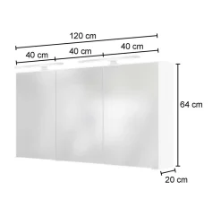Spiegelschrank Lotuk 120cm 3 Türen - graphitgrau