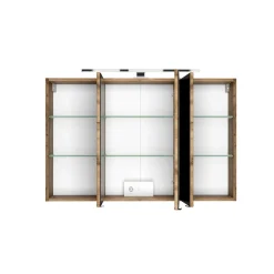 Spiegelschrank Luna 100cm mit 3 Türen und LED-Beleuchtung - Eiche