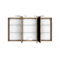 Spiegelschrank Luna 120cm mit 3 Türen und LED-Licht - Eiche