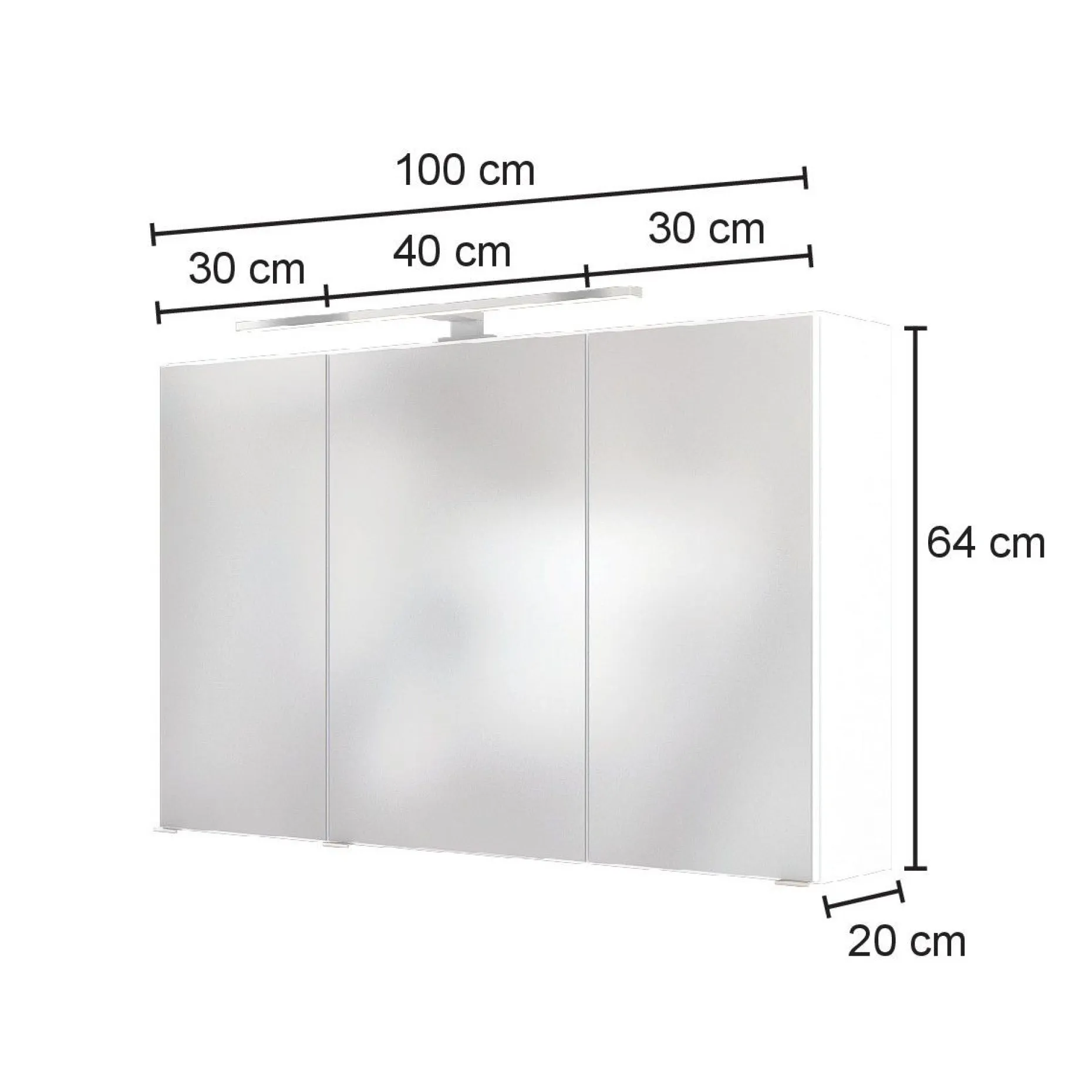 Spiegelschrank Pisca 100cm 3 Türen - weiß